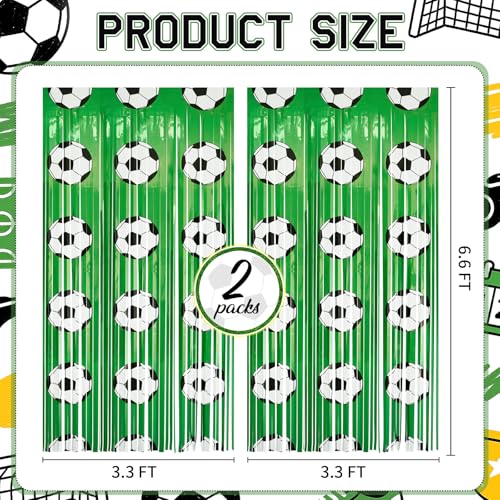 Pack 2 Cortinas de Flecos de Fútbol 3.3x6.6ft Verde miniatura 2