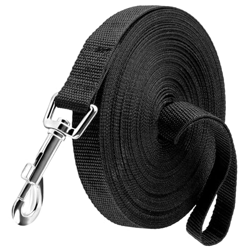Lunghina Cane 10 Metri, Guinzaglio da Addestramento per Cani di Piccola e Grande Taglia, Guinzaglio Lungo per Cani per l'addestramento e l'uso all'aperto, con Passante e Moschettone a D (Nero)
