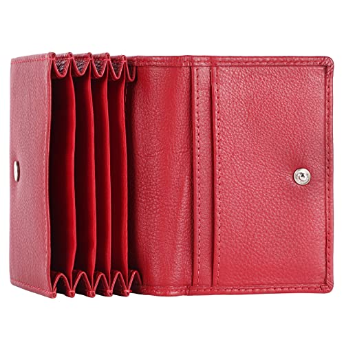 Image of Brooklyn Bridge Genuine Leather Card Holder Wallet for Men Nappa Red - Slim RFID Protected Front Pocket Wallet, Stylish Compact Money Organiser