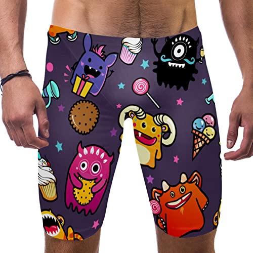 Pantalones cortos de natación para hombre con diseño de monstruos y comida bañador cómodo y moderno