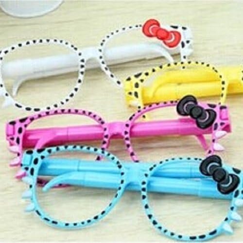 Viiart 2 in 1 Cute Bow Glasses Frame No Lens With Ballpoint Pen, Toy For Kids, Girls