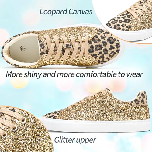 Image of AISFAES Glitter Sparkly Low Top Sequins Lace Up Tennis Shoes Comfort Bling Fashion Shiny Walking Shoes