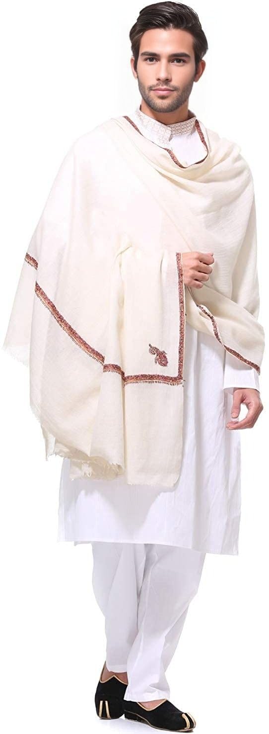 MANRA Mens Kashmiri Hand Work Embroidery Wool Shawl for Winter-picture-35