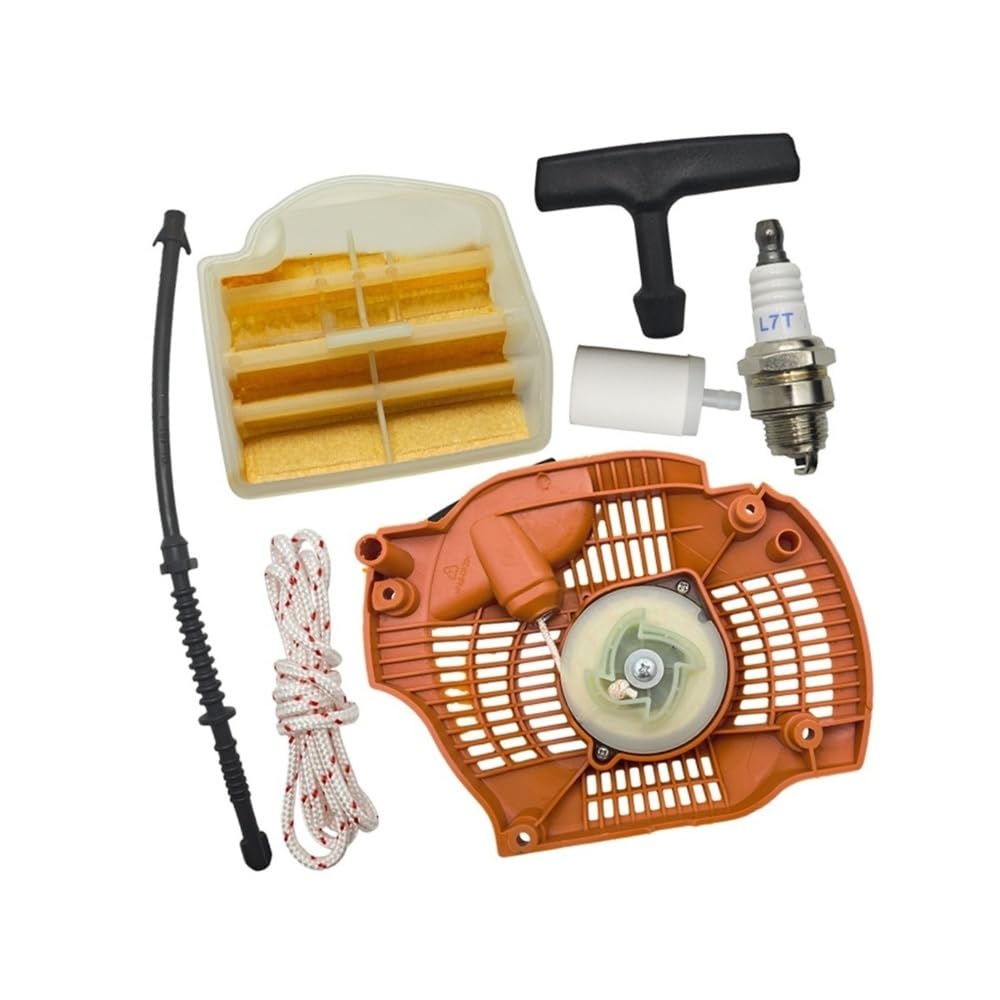 Arranque de Retroceso Compatible con Motosierra 445 y 450, línea de Combustible, Mango, Cuerda de Agarre, bujía, Repuesto de Repuesto