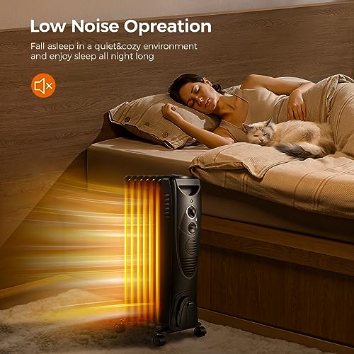 Kismile KM5327-BLACK Portable Electric Radiator Heater, Oil Filled thumb #6