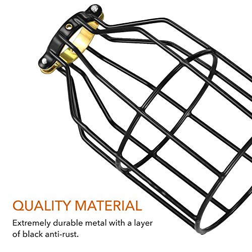 Simple Deluxe 1-Pack Adjustable Industrial Clamp On Metal Bulb Guard Cage For Pendant, Farmhouse Light Fixture, Vintage Lamp Shades And Hanging Lamp, Black #TOP3