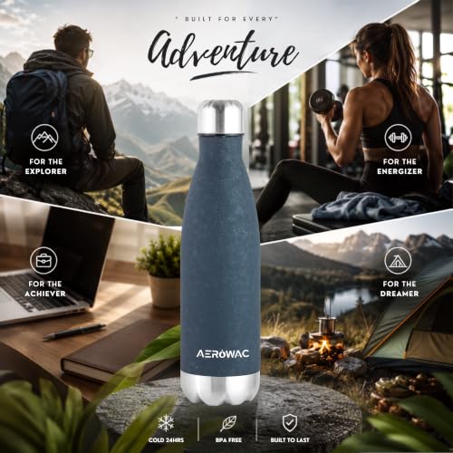 Image of 304 Stainless Steel Viva Insulated Flask 500ml | Hot & Cold 24 Hours | Double Wall, Lightweight, Leak Proof, BPA-Free Bottle | Ideal for Outdoor, Office, Gym, School (Blue, Pack of 1)