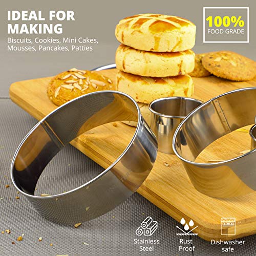 Cookie Cutter Set, 4 Pc. Kit, Measuring 2'', 3'', 4'' And 5'', Round Metal Baking Rings For Pastry, Biscuits, And Dough Cutting, Heavy Duty And Reusable, Multiple Sizes #TOP4