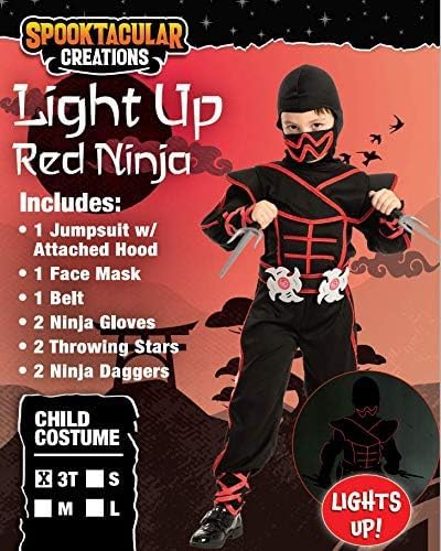 Red Ninja Light Up Costume for Kids Halloween Trick-or-Treating