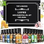 LOPHE Essential Oils Set, 14 x 10 ML Fragrance Oils Gift, Water-Soluble Scented Oils for Diffuser, Humidifier, Massage, Aromatherapy, B