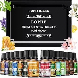 LOPHE Essential Oils Set, 14 x 10 ML Fragrance Oils Gift, Water-Soluble Scented Oils for Diffuser, Humidifier, Massage, Aromatherapy, B