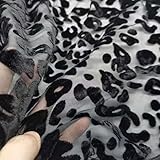 Material: Samt Samt beflockter Leopardenstoff 140 cm Breite Rayon Burn Out Shirt Hochzeitsdekorationsmaterial 1 Yard-schwarz, 92 cm x 140 cm