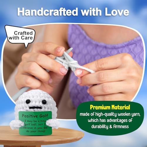 AICase Golf Gifts Accessories Funny Positive Golf Ball Crochet Gag Gift Ideas, Emotional Support Nuggets for Men Women Golfers Tournament Dad Mom Fathers Day Christmas Easter Birthday Stuff - Thumbnail 3