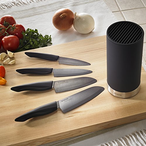 Kyocera Universal Knife Block Set Includes Black Soft Touch Round