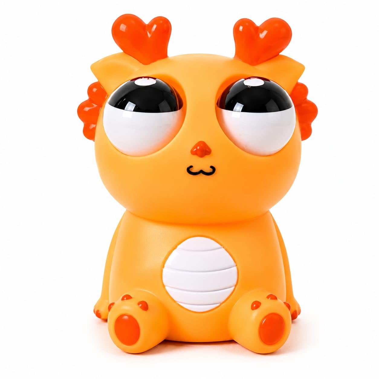 Trek Toys World Pop-Out Eyes Funny Dragon Pinch Toy Squishy Dinosaur | Stress Relief Squeeze Toy for Kids & Adults (Orange)-image-2