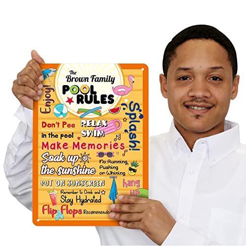 Cartel personalizado metal 14 x 10 pulgadas para piscina miniatura 2