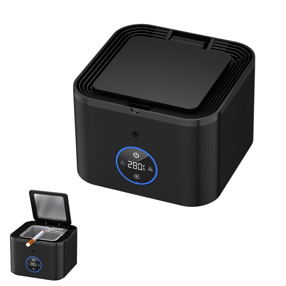 Cenicero automático con filtro de carbón que neutraliza el humo activo