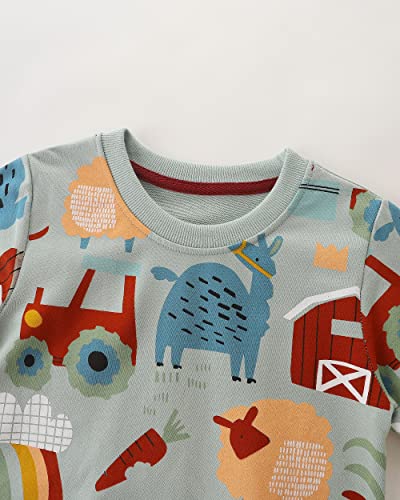 Image of Akyzic Toddler Boys Sweatshirts Cotton Crewneck Truck Shirt Dinosaur Long Sleeve Pullover Tops Tees 2-8T