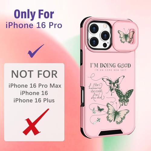 Image of Funermei for iPhone 16 Pro Case - Women Girls Cute Phone Cover Girly Pretty Aesthetic Unique Butterfly Design with Camera Cover Funda for Apple for iPhone 16 Pro