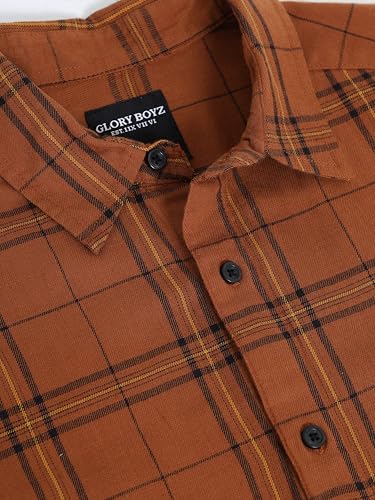 Image of GLORYBOYZ Men's Full Sleeve Checkered Casual Cotton Shirt S-2XL