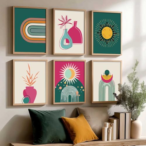 Image of kotart Minimal Boho Paintings with Frame for Home Decor - Painting for Wall Decoration - Pack of 6 (19x25 inch)