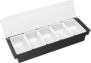 Ingredient Container Plastic Fruit Box with 5 Compartments Food Container with Lid Fruit Box Pizza Ingredient Container for Kitchen Restaurant Bar and Tea Shops