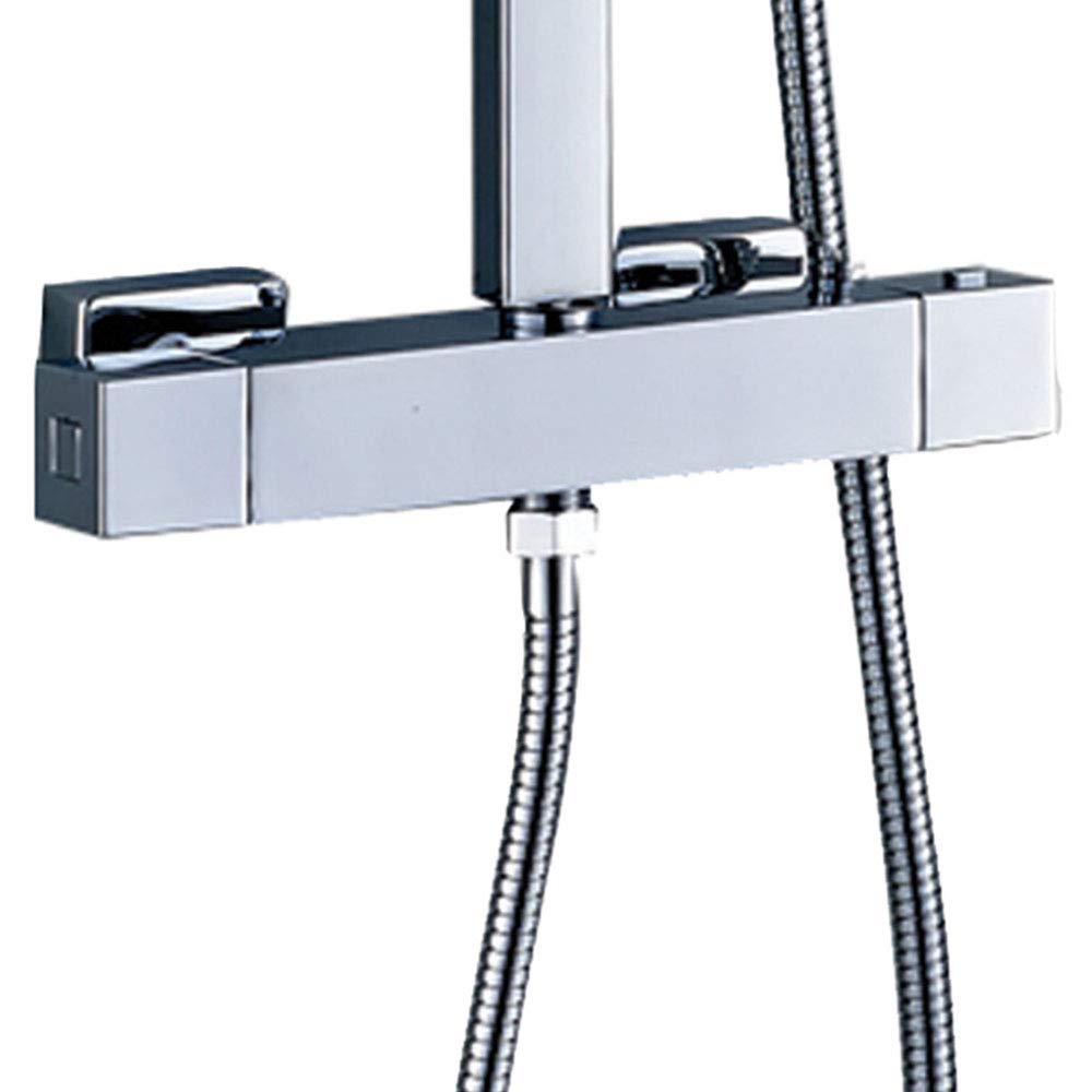 Kibath 464151 Grifo termostático de diseño Columna de Ducha Cuadrada con Salida Superior. Fabricado en latón con Acabados en Cromo con Brillo. Repuestos Originales garantizados