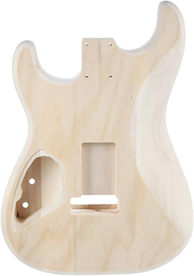 Electric Guitar Unfinished Poplar Wood with Single Pickup Hole for ST Electric Guitar Replacement Part,Three-Part Double-Tuned Soundhole Guitar Body