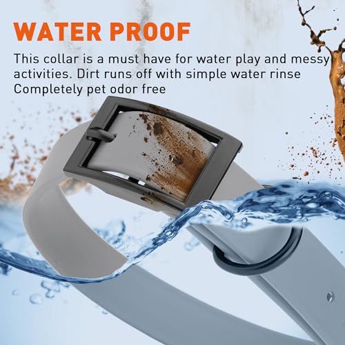 Image of Dogline Biothane Waterproof Dog Collar Strong Coated Nylon Webbing with Black Hardware Odor- Proof for Easy Care Easy to Clean High Performance Fits Small Medium or Large Dogs, Battleship Gray