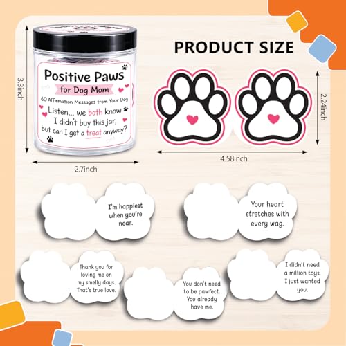 Image of NewEleven Dog Mom Gifts For Women - 60 Emotional Support Cards From Puppy, Unique Gifts for Dog Lovers, Mothers Day, Birthday Gift for Women, Sister, Wife, Her - Puppy Positive Affirmation Jar