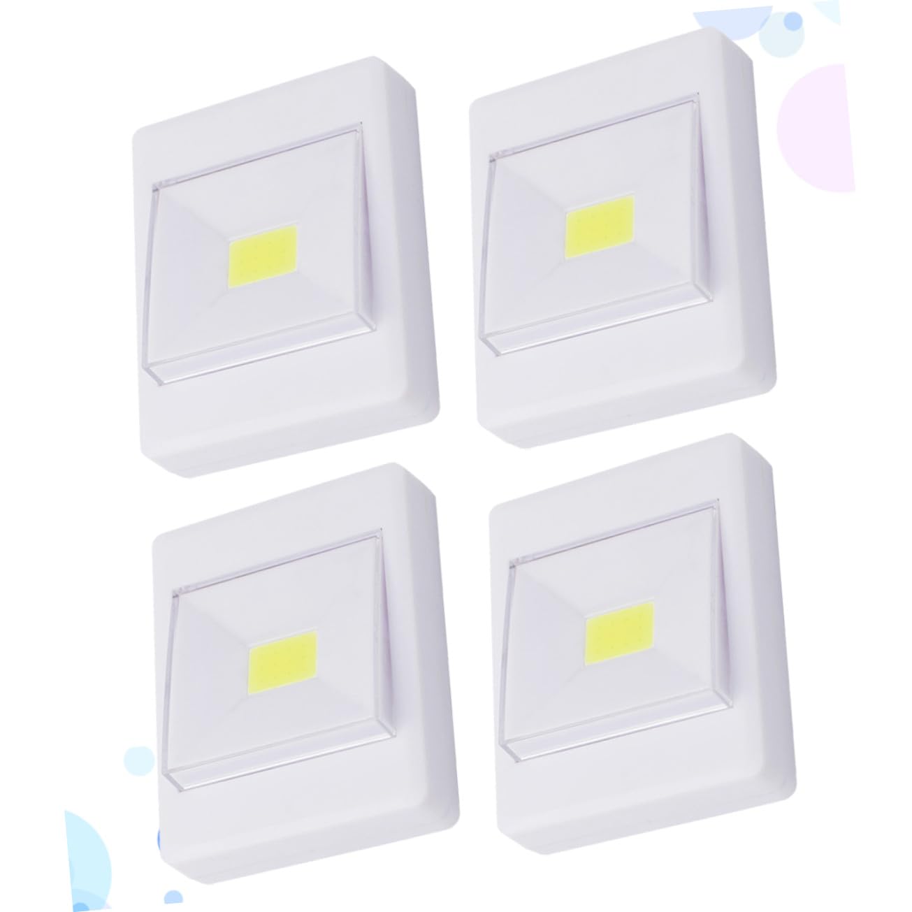 SHINEOFI 4 Pezzi Lampade LED Cob da Parete per Illuminazione Interni, Luce a Batteria Design Autoadesivo in Plastica Bianco per Armadi e Scale Stile Casuale
