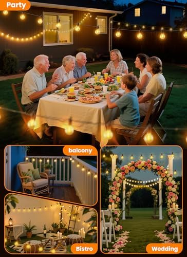 100FT 52 LED Bulbs Outdoor String Lights, IP65 Waterproof String Lights - 4