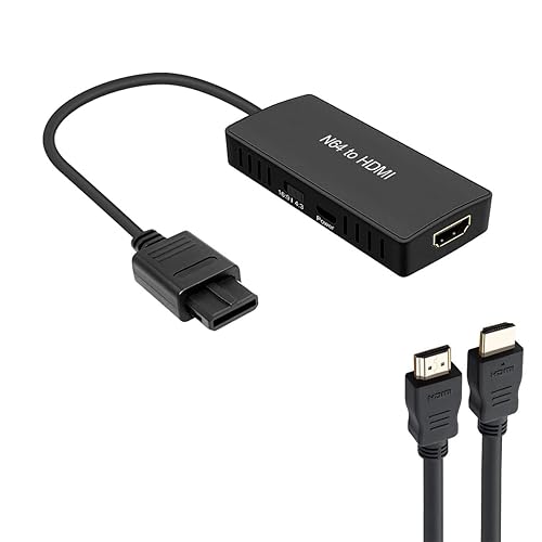 N64 to HDMI Converter Adapter Support 16:9/4:3 Conversion, HDMI Link Cable for N64 /SNES/NGC/SFC（Plug and Play） - N64 Adapter