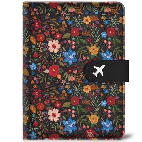 UntilPlan Passport Holder for Trave, RFID Blocking Leather Passport Cover, Combo with Credit Card Slot and Boarding Pass Slot Combo for Women Men
