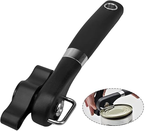 缶切り 缶オープナー 回転式 家庭用 調理器具 キッチン用品 ステンレス製 ブラック