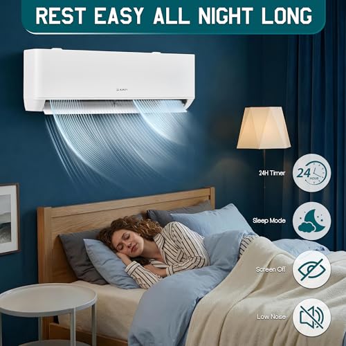 Image of Albott 2 Zone Mini Split AC System, 9K+12K BTU, Dual Zone Mini Split Air Conditioner with WiFi Control, Cools Up to 950 Sq.Ft, 25 SEER2 Energy Efficient Mini AC for Home, Bedroom, Office