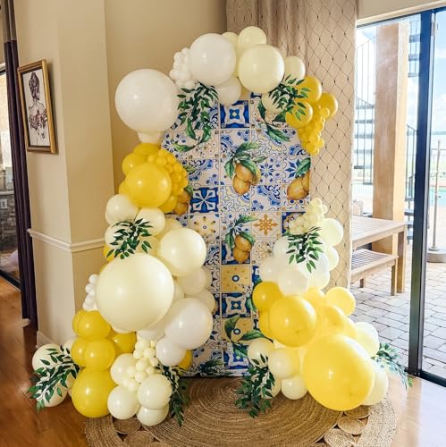 Image of Yellow and White Balloons, 12Inch Pastel Yellow White Gold Confetti Balloons for Bee Lemon Wedding Baby Bridal Shower Sunflower Birthday Party Decorations