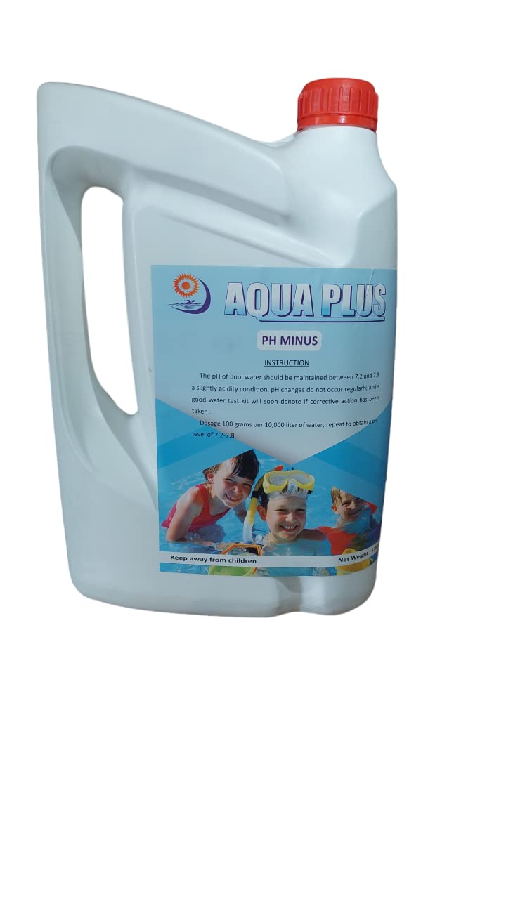 AQUA PLUS Liquid pH Minus for Pool, Spa, jacuzzi baths, and Fountain. Decreases pH level in Pool, Spa, jacuzzi baths, and Fountain 5 Liters