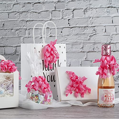 Aimudi Hot Pink Curly Bows For Mother's Day Gift Wrapping 4" Self Adhesive Curly Gift Bows Twist Tie Curly Bows For Treat Bags Wedding Birthday Baby Shower Party Favors - 6 Counts #TOP3