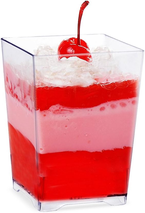 Pack of 12 Cube Shaped Plastic Cups, 110 ml