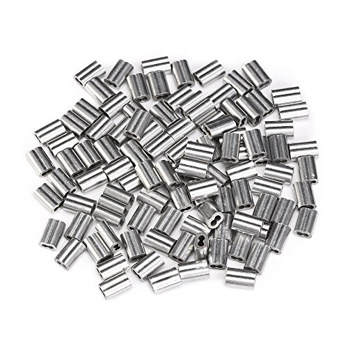 eBoot 100 Pieces Aluminum Crimping Loop Sleeve for 1/16 Inch Diameter Wire Rope and Cable