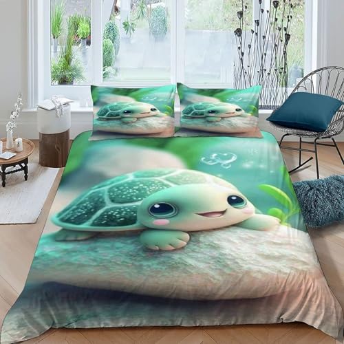 Parure de lit tortue de mer en microfibre douce avec fermeture éclair - 3