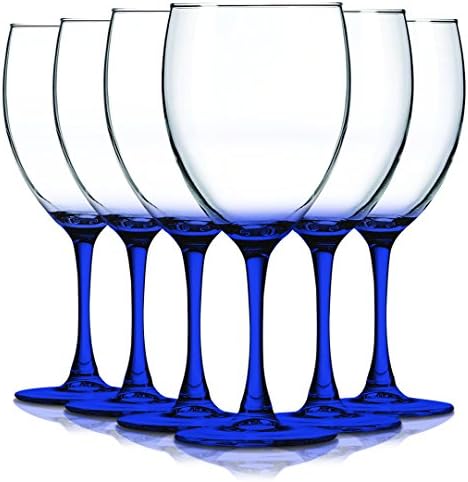 TableTop King Blue Nuance Accent Stem 10 oz Wine Glasses - Set of 6 Additional Vibrant Colors Available