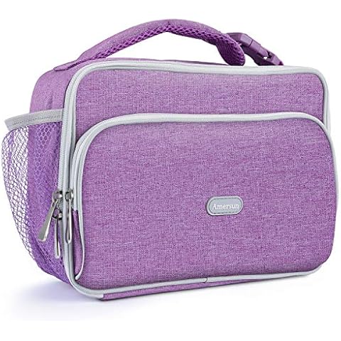 Amersun Lunch Bag for Women,Sturdy Insulated Lunch Box with Padded Liner Keep Food Warm Cold for a Long Time,Water-resistant Thermal Lunch Cooler for Girls Adults Work Travel Picnic(2 Pockets) Cover