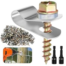400 PCS T304 Stainless Steel Wire Fence Clips, Fasteners Post Screw with Wire Fixer, Agricultural Fencing Fence Wire Clamps for 4, 6, 8,10 and 12-16Gauge Wire Fencing Livestock Fencing Clips for Wood