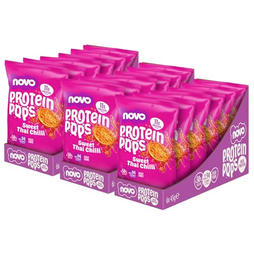 Novo Nutrition | Protein Pops | Healthy Snack with High Protein Low Sugar and High Fibre | 3 x (6 x 45g) | Sweet Chilli