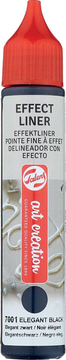 Talens Art Creation Elegant Black Effect Liner - 28 Ml - 3D Relief Liner For Textiles And Surfaces - Washable At 40°C - Suitable For Pearlescent Effects