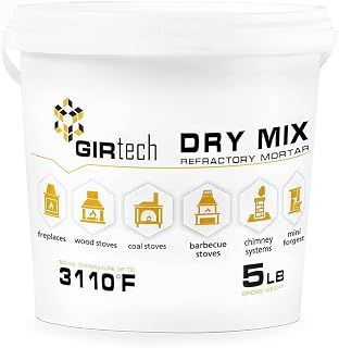 GirTech Refractory Cement Dry Mix Mortar 5 LB - 3000°F Heat Resistant for Fire Brick Lining, Fireplaces, Kilns, Forges & Fire Pits