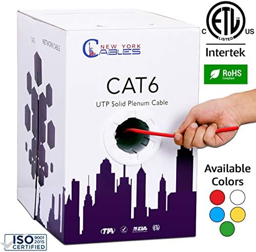 Cat6 Plenum 1000ft Bulk UTP Solid 23Awg CMP 550MHz Ethernet Network Cable Red