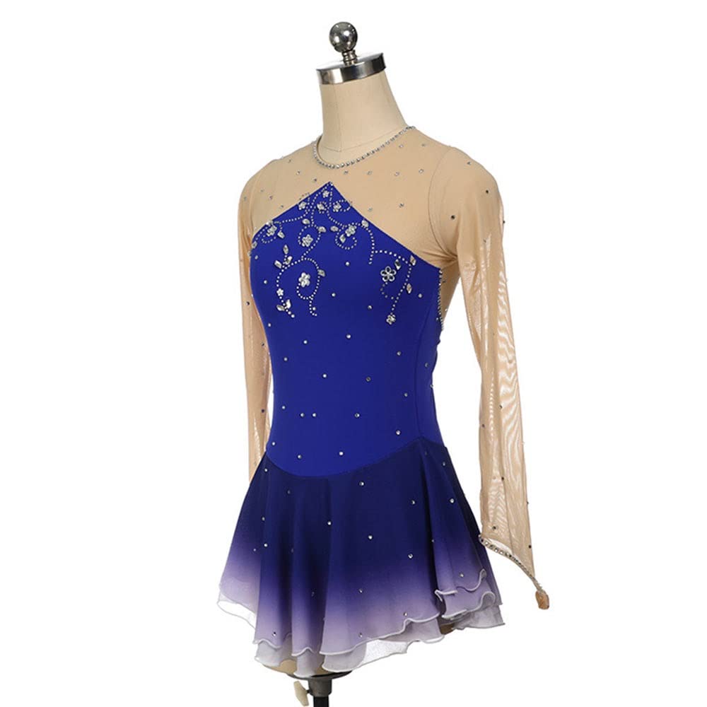 Wygwlg Abito Da Pattinaggio Artistico Fatto A Mano Per Donna, Body Da Ginnastica A Maniche Lunghe Costume Da Pattinaggio Artistico Da Competizione
